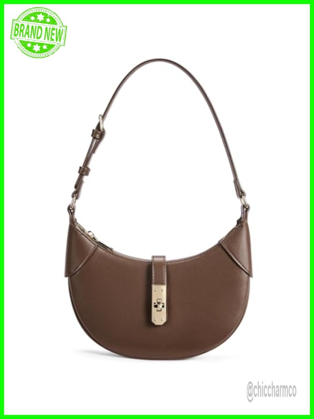 Vegan Leather Crescent Shoulder Bag Small Underarm Purse Adjustable Strap